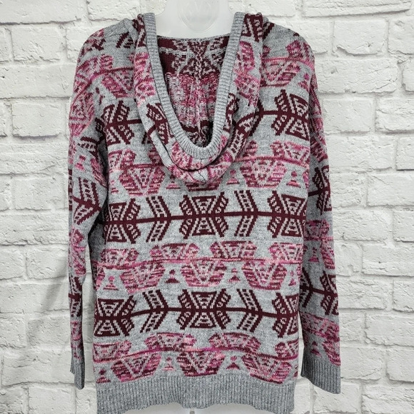 American Eagle Aztec Hooded Pullover Sweater Size Small FLAWED - Picture 7 of 16